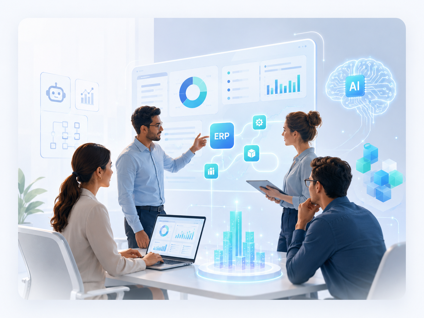 ERP analytics dashboard displaying operational performance metrics